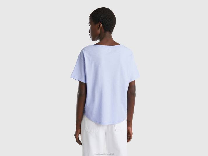 vrouwen Benetton T-shirt met korte mouwen van lichtgewicht katoen lavendel 4R623886