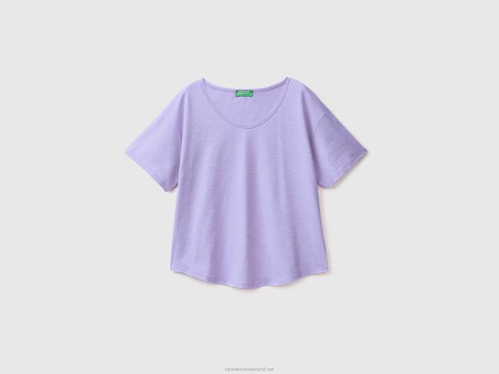 vrouwen Benetton T-shirt met korte mouwen van lichtgewicht katoen lavendel 4R623886