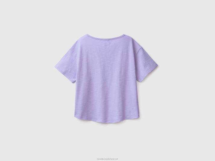 vrouwen Benetton T-shirt met korte mouwen van lichtgewicht katoen lavendel 4R623886