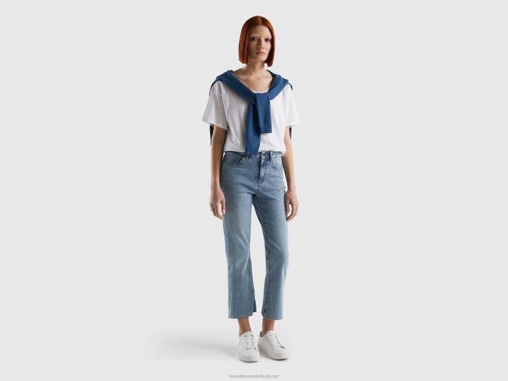 vrouwen Benetton T-shirt met korte mouwen van lichtgewicht katoen wit 4R623803