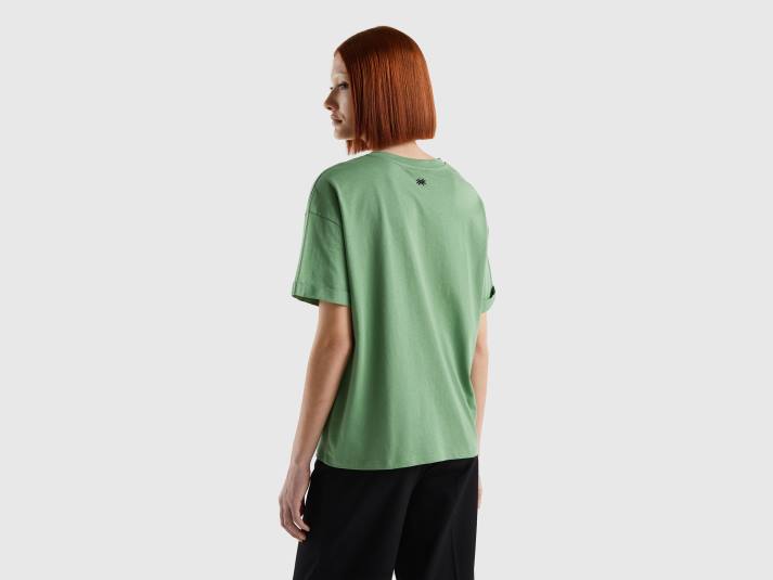 vrouwen Benetton T-shirt van 100% katoen met slogan groente 4R62396