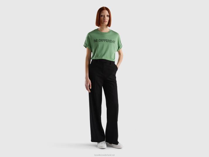 vrouwen Benetton T-shirt van 100% katoen met slogan groente 4R62396