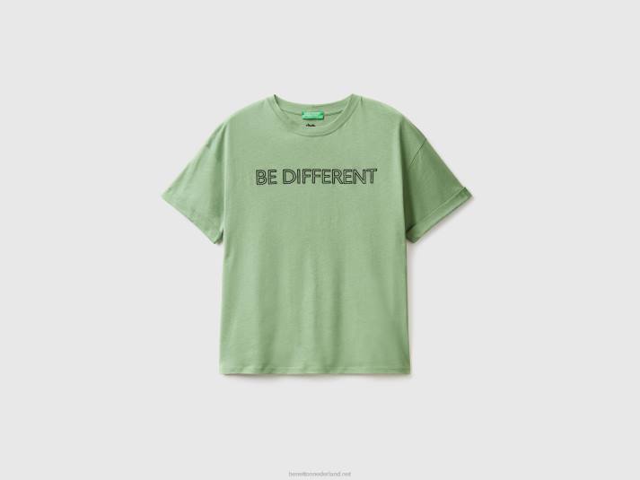 vrouwen Benetton T-shirt van 100% katoen met slogan groente 4R62396