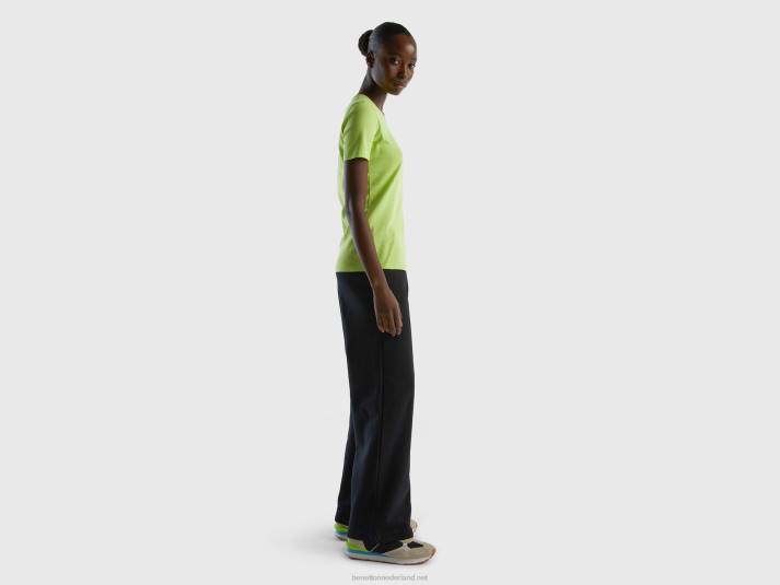 vrouwen Benetton T-shirt van lang vezelkatoen Neon groen 4R62355