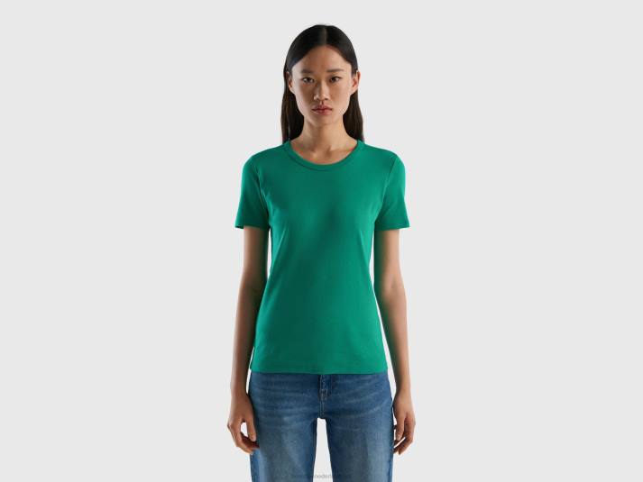 vrouwen Benetton T-shirt van lang vezelkatoen groente 4R623929