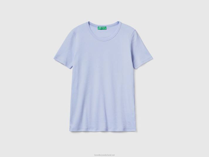 vrouwen Benetton T-shirt van lang vezelkatoen lavendel 4R62337