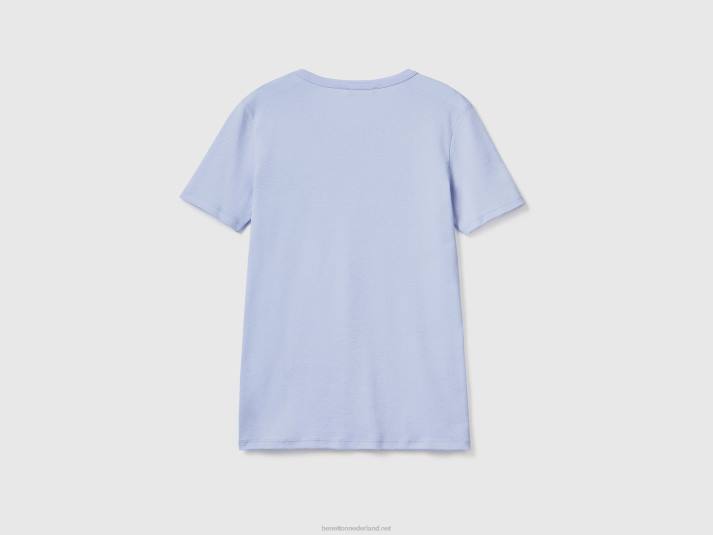 vrouwen Benetton T-shirt van lang vezelkatoen lavendel 4R62337