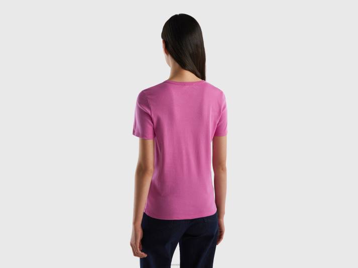 vrouwen Benetton T-shirt van lang vezelkatoen roze 4R623777