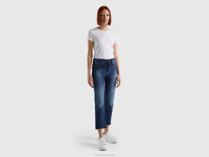 vrouwen Benetton T-shirt van lang vezelkatoen wit 4R623901