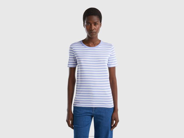 vrouwen Benetton gestreept T-shirt met ronde hals lila 4R623896