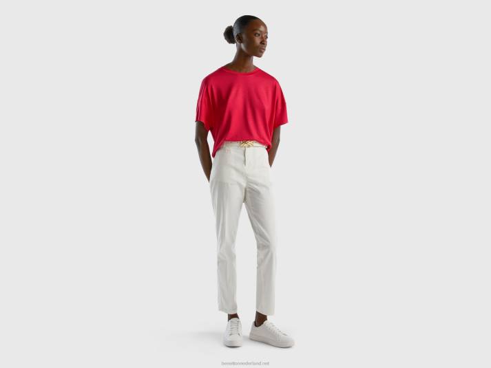 vrouwen Benetton t-shirt van duurzame viscose met stretch fuchsia 4R62352