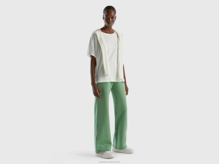 vrouwen Benetton t-shirt van duurzame viscose met stretch romig wit 4R62438