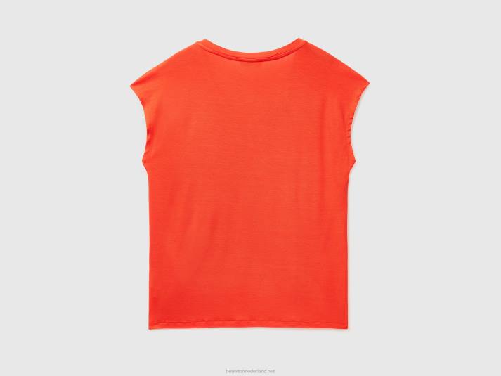 vrouwen Benetton t-shirt van duurzame viscose met stretch rood 4R623825