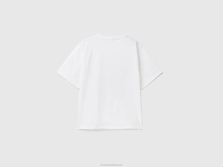 vrouwen Benetton t-shirt van katoen met logoprint wit 4R62309