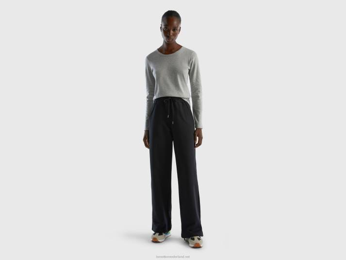 vrouwen Benetton T-shirt van puur katoen met lange mouwen lichtgrijs 4R623926