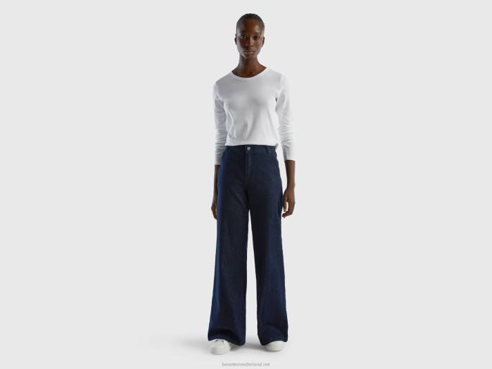 vrouwen Benetton T-shirt van puur katoen met lange mouwen wit 4R62441