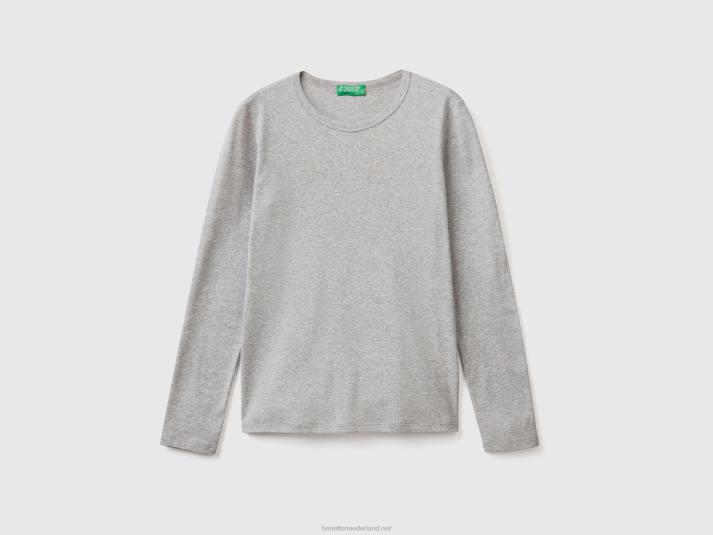 vrouwen Benetton grijs t-shirt met lange mouwen van 100% katoen lichtgrijs 4R623907