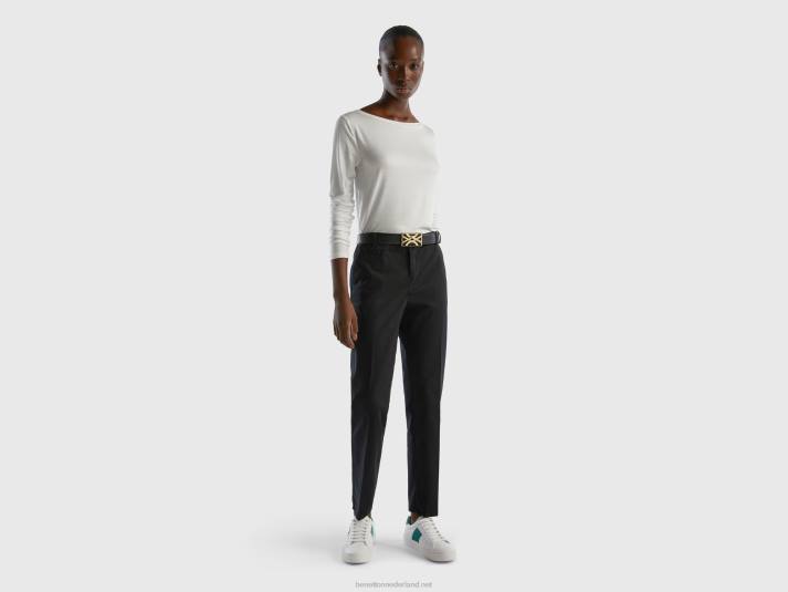vrouwen Benetton t-shirt van duurzame viscose met stretch romig wit 4R62413