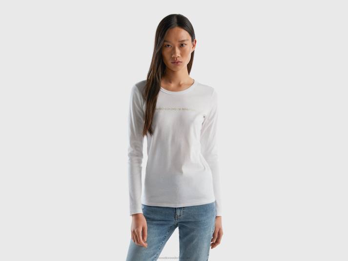 vrouwen Benetton wit t-shirt met lange mouwen van 100% katoen wit 4R62429