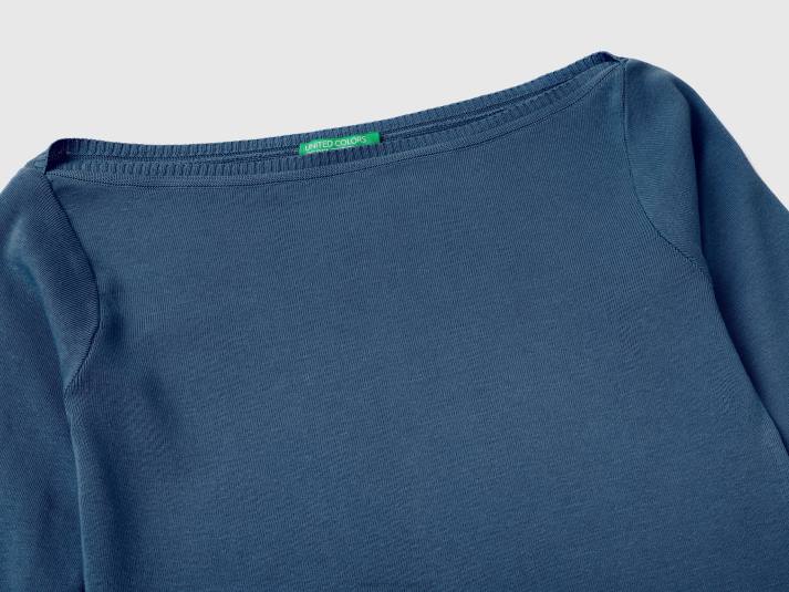 vrouwen Benetton Trui van 100% katoen met boothals blauw 4R627