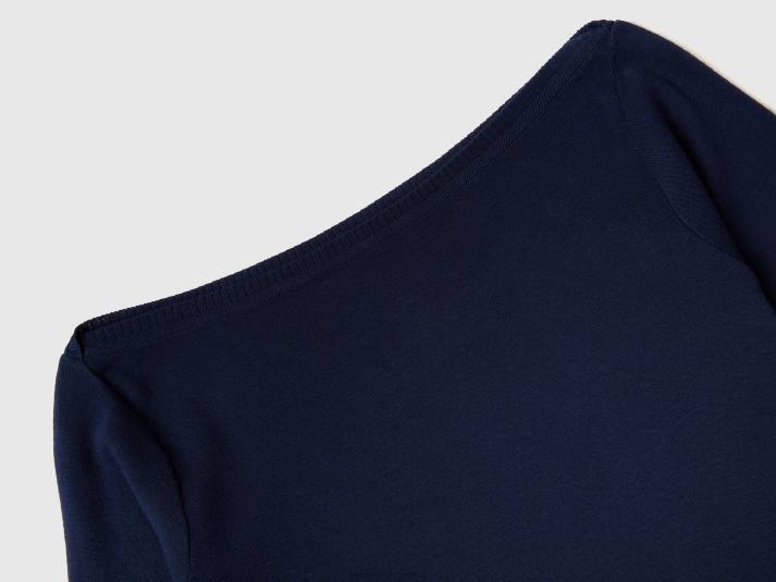vrouwen Benetton Trui van 100% katoen met boothals donkerblauw 4R623645