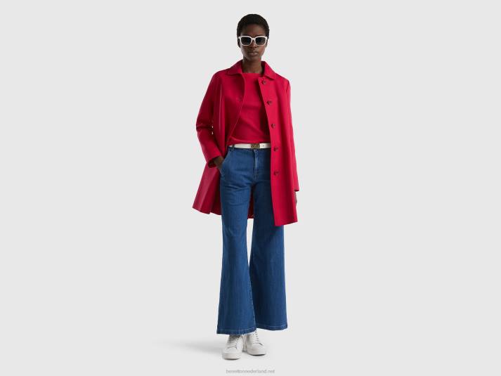 vrouwen Benetton Trui van 100% katoen met boothals fuchsia 4R62141