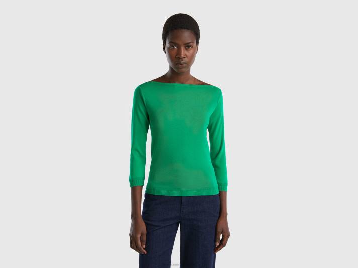 vrouwen Benetton Trui van 100% katoen met boothals groente 4R62233