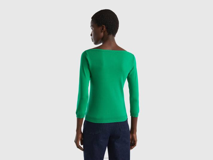 vrouwen Benetton Trui van 100% katoen met boothals groente 4R62233