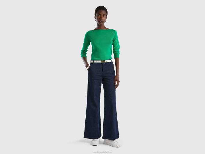 vrouwen Benetton Trui van 100% katoen met boothals groente 4R62233
