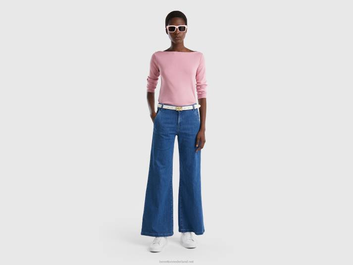 vrouwen Benetton Trui van 100% katoen met boothals roze 4R62164