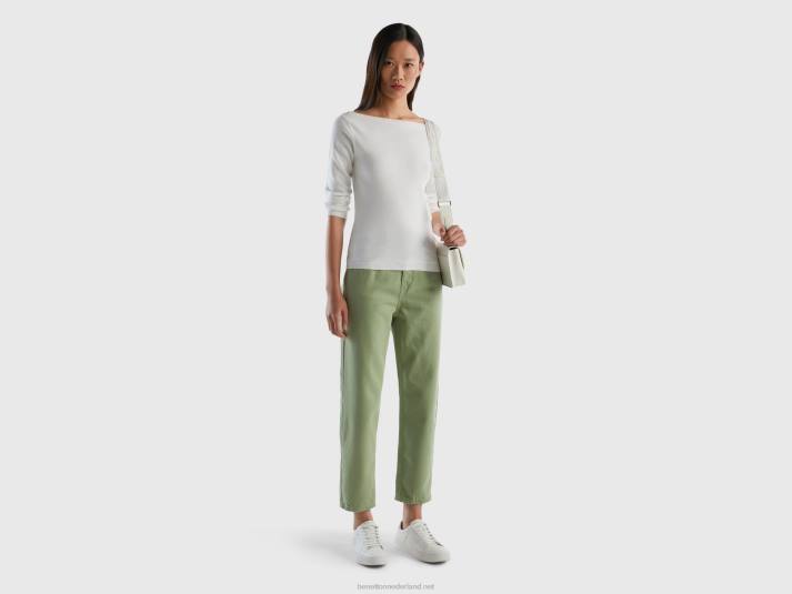 vrouwen Benetton Trui van 100% katoen met boothals wit 4R62207
