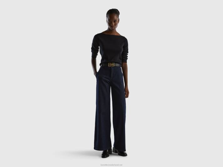 vrouwen Benetton Trui van 100% katoen met boothals zwart 4R62175