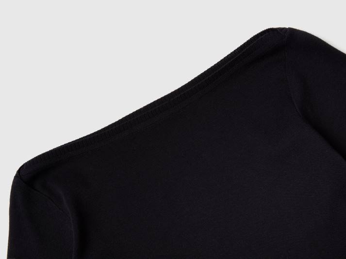 vrouwen Benetton Trui van 100% katoen met boothals zwart 4R62175