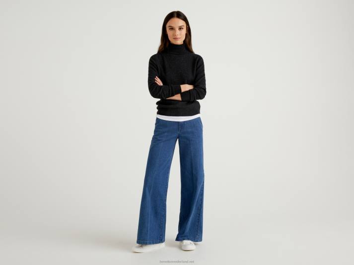vrouwen Benetton antracietgrijze coltrui van zuivere merinowol donkergrijs 4R623706