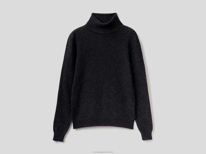 vrouwen Benetton antracietgrijze coltrui van zuivere merinowol donkergrijs 4R623706