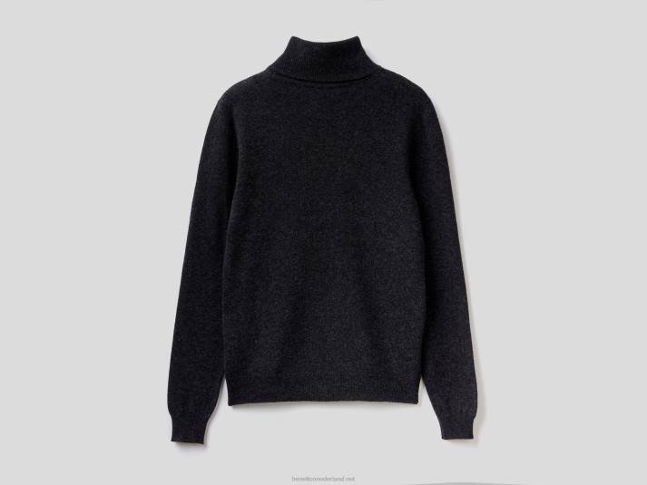 vrouwen Benetton antracietgrijze coltrui van zuivere merinowol donkergrijs 4R623706