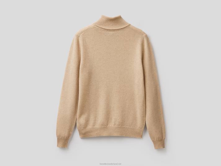 vrouwen Benetton beige coltrui van zuivere merinowol beige 4R62179