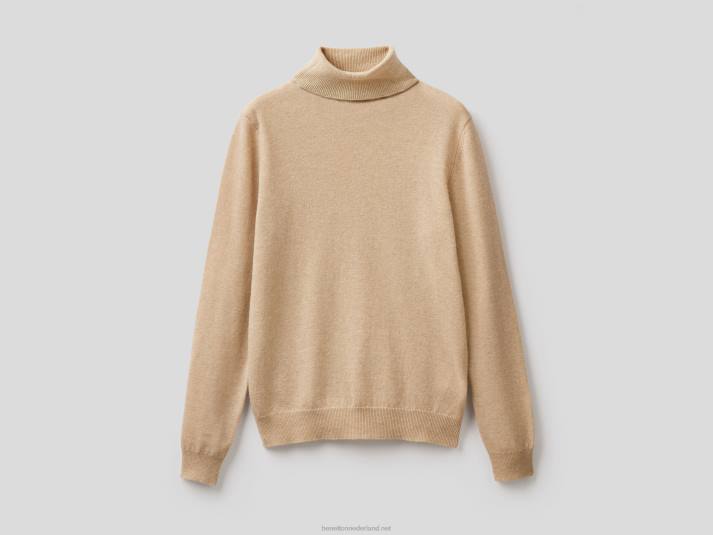 vrouwen Benetton beige coltrui van zuivere merinowol beige 4R623651