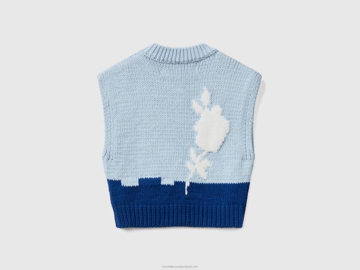 vrouwen Benetton blauw vest met bloemeninleg blauw 4R62112