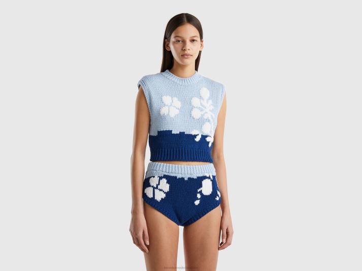 vrouwen Benetton blauw vest met bloemeninleg blauw 4R623486