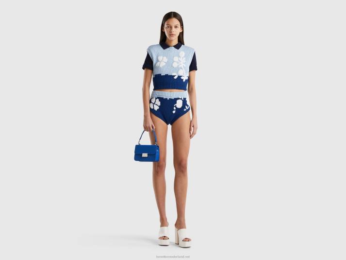 vrouwen Benetton blauw vest met bloemeninleg blauw 4R623486