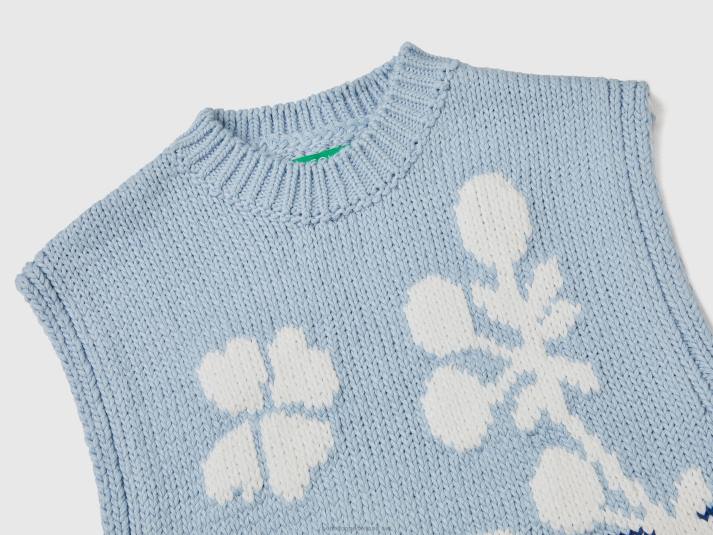 vrouwen Benetton blauw vest met bloemeninleg blauw 4R623486