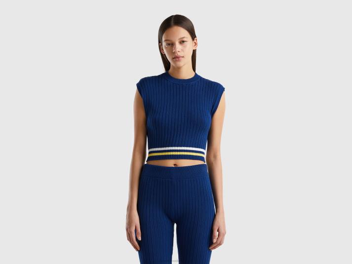 vrouwen Benetton blauw vest van puur katoen blauw 4R6243
