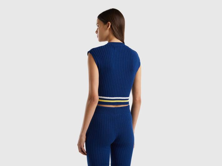 vrouwen Benetton blauw vest van puur katoen blauw 4R6243