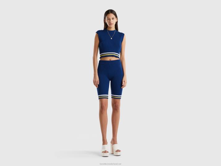 vrouwen Benetton blauw vest van puur katoen blauw 4R6243