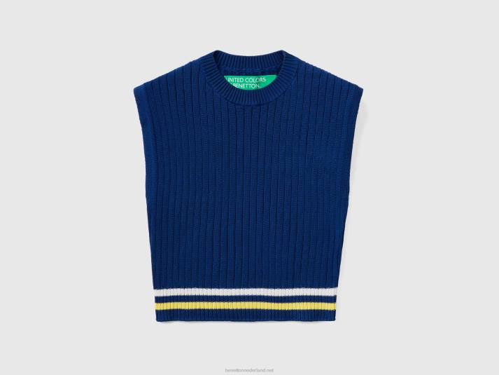vrouwen Benetton blauw vest van puur katoen blauw 4R6243