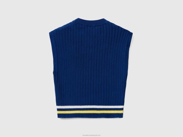 vrouwen Benetton blauw vest van puur katoen blauw 4R6243