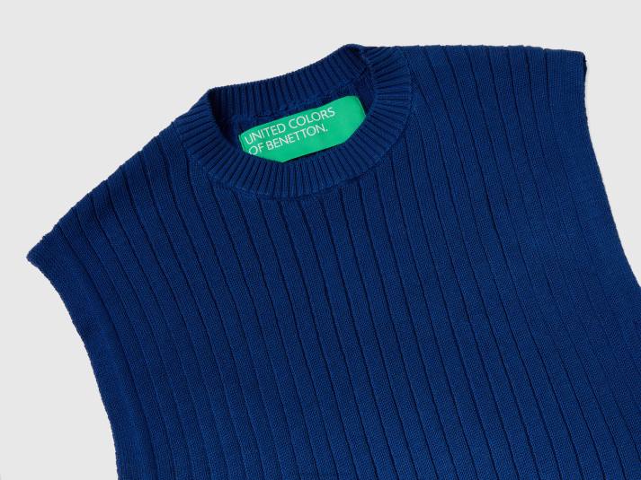 vrouwen Benetton blauw vest van puur katoen blauw 4R6243