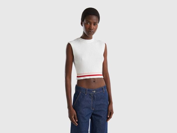 vrouwen Benetton crèmewit vest van puur katoen romig wit 4R62103