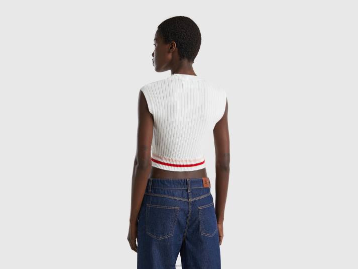 vrouwen Benetton crèmewit vest van puur katoen romig wit 4R62103